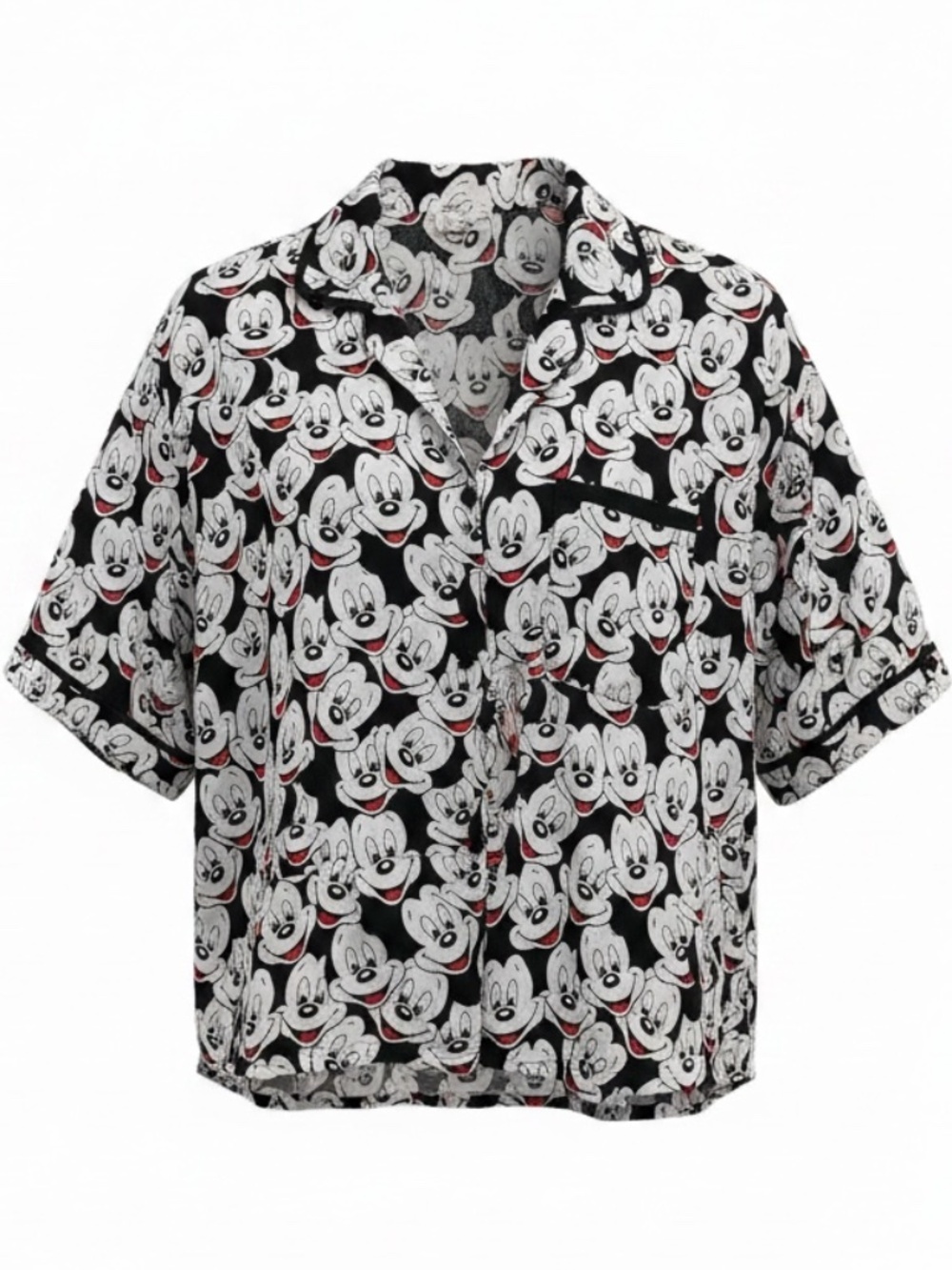 Vintage Mickey Mouse 100% Silk Top Pajama Button Up Walt Disney World Size M